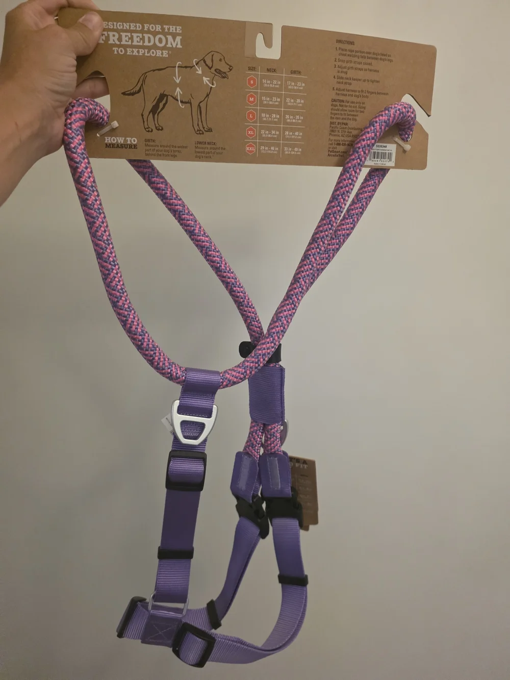 Arcadia Purple and Pink Rope Dog Harness - Adjustable Nylon Straps